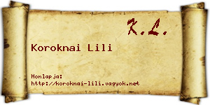 Koroknai Lili névjegykártya